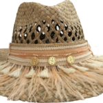 GIANIN SOMBRERO VAQUERO DE PAJA – Salmón y dorado
