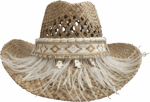 GIANIN SOMBRERO VAQUERO DE PAJA – Blanco y dorado – Mano Fátima