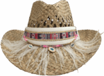 GIANIN SOMBRERO VAQUERO DE PAJA – Blanco y Rosa – Ojo Horus